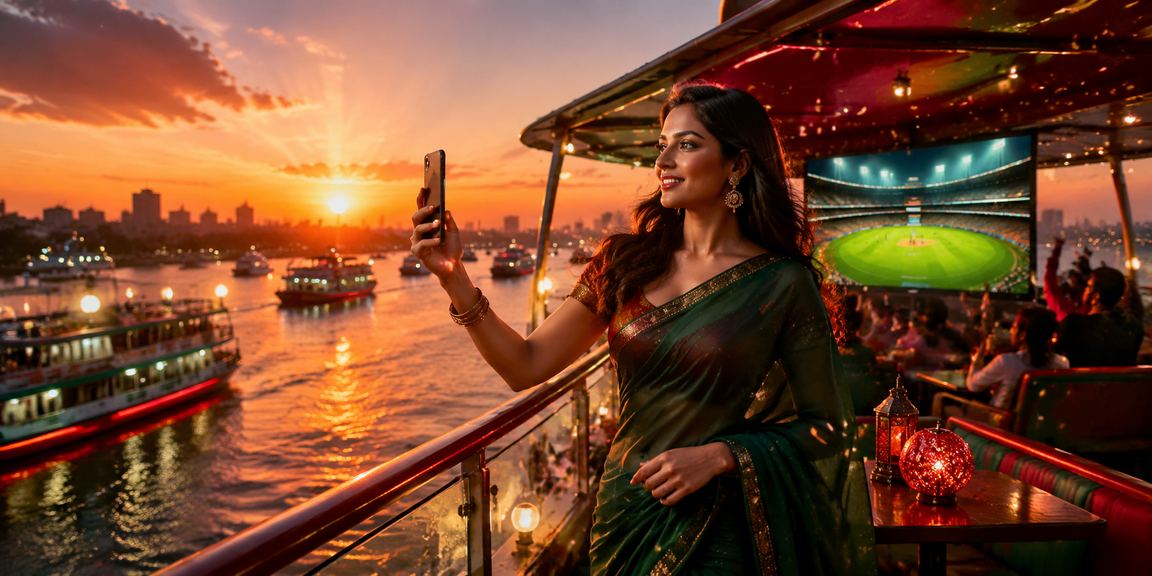 বোগুড়ায় লাল সবুজ পোশাকে ক্রিকেট বেটিং করছেন একজন ভক্ত