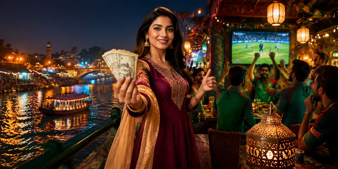 খুলনার নাইট মার্কেটে ক্রিকেট বেটিং ভাউচার ব্যবহার করছেন একজন